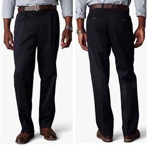 Dockers Easy Khaki Classic Fit D3 Pleated Black Pants Mens 32x33 New with Tags